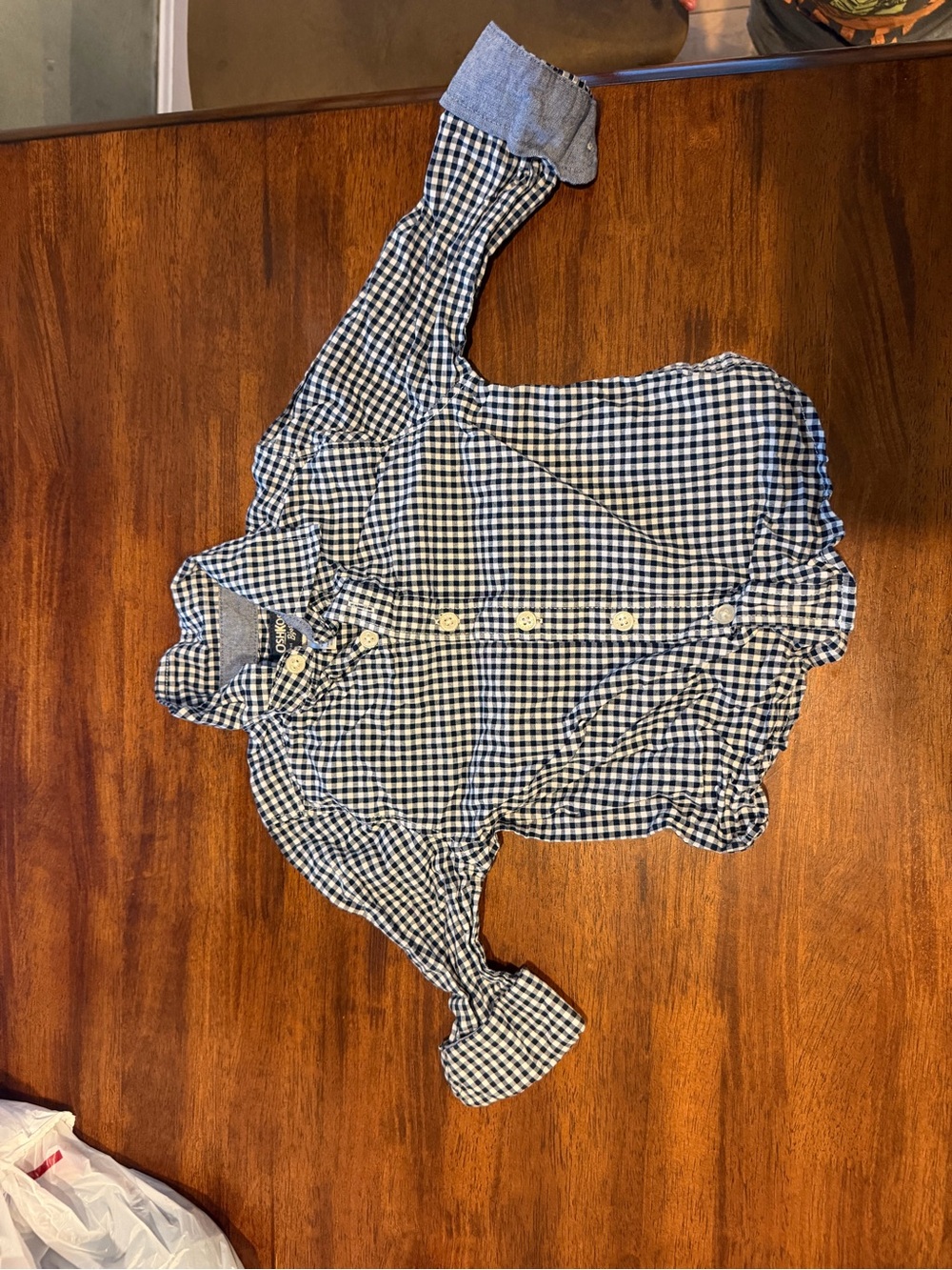 OshKosh B'gosh Navy and White Gingham Button-Up Shirt